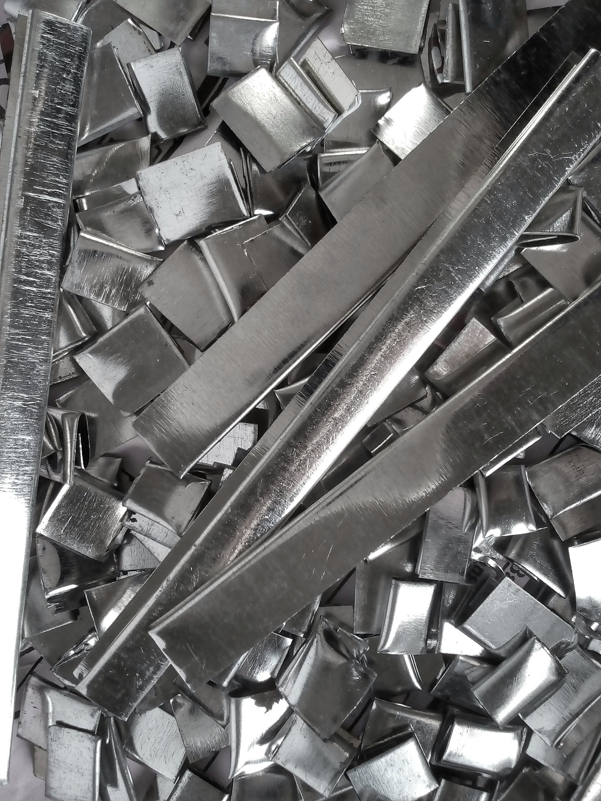 A pile of aluminum metal pieces sorted for non-ferrous recycling