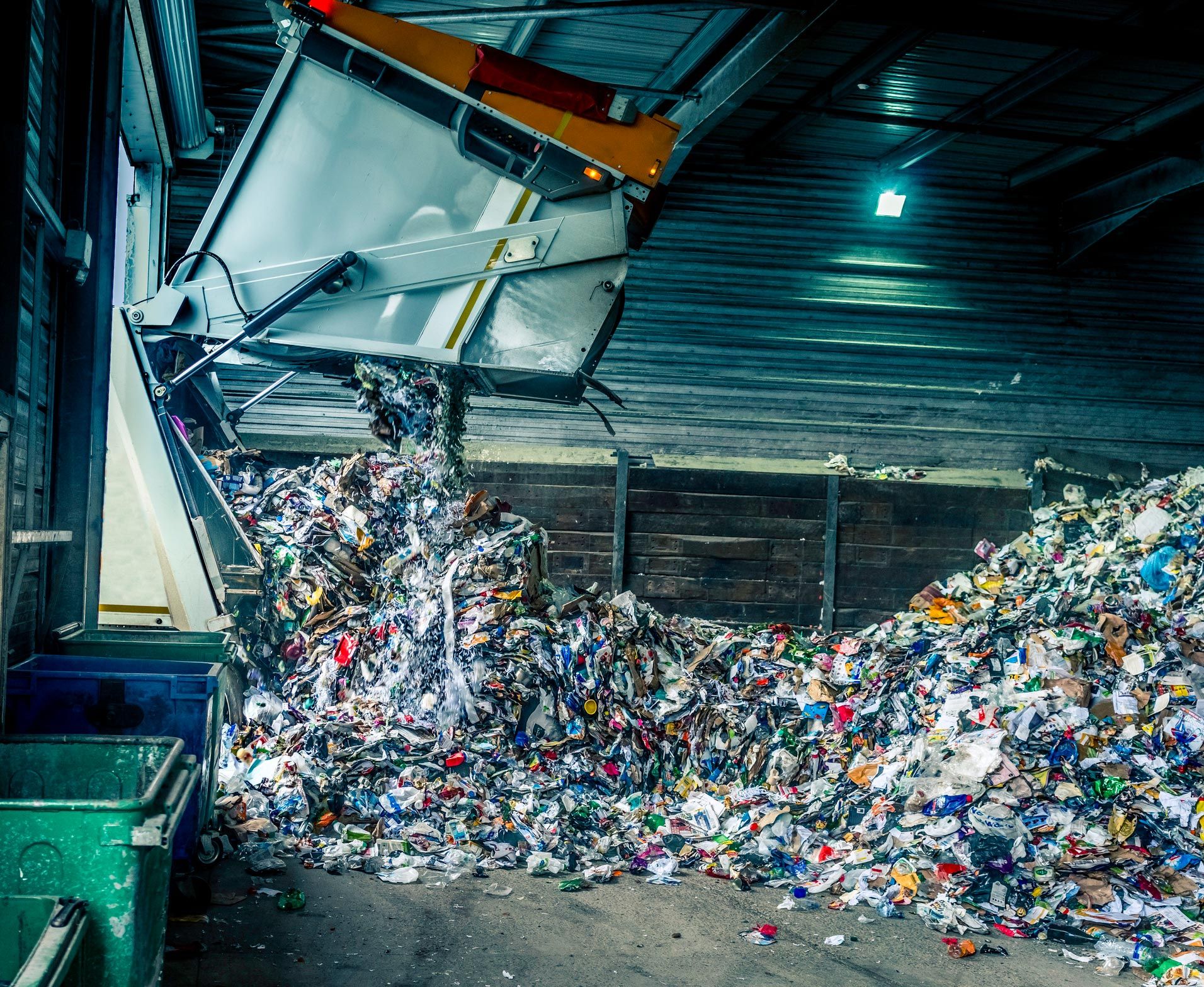 The covered tipping shed where loads are unloaded at Beartown Recycling